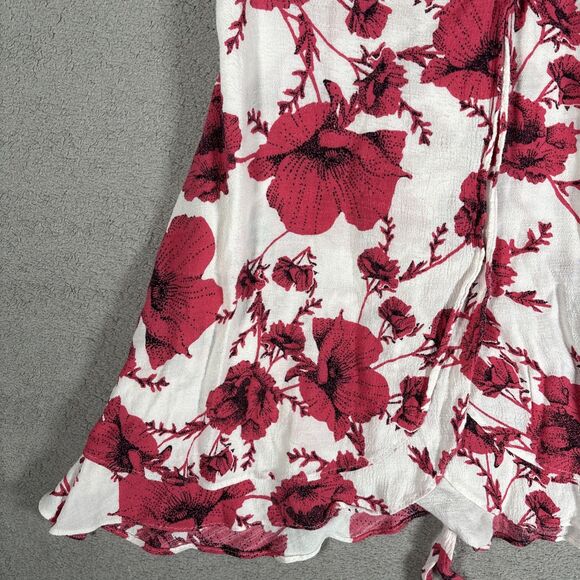 Free People Size S French Quarter Ivory Floral Print Wrap Mini Dress Bohemian - Picture 5 of 14